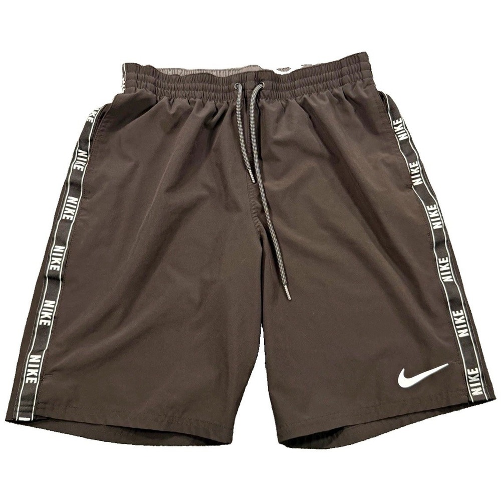 Nike Men's Black Athletic Shorts Size M Elastic Waist Drawstring Logo 7" Inseam